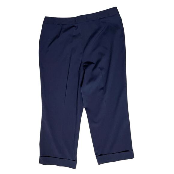 Judith Hart Womens Capri Pants Size Petite 14 Navy Blue Cuffs Side Zip Nautical - Picture 3 of 12